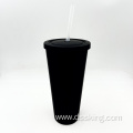 rubber feeling black plastic Double Wall tumbler for 22oz/24oz/650ml straw tumbler